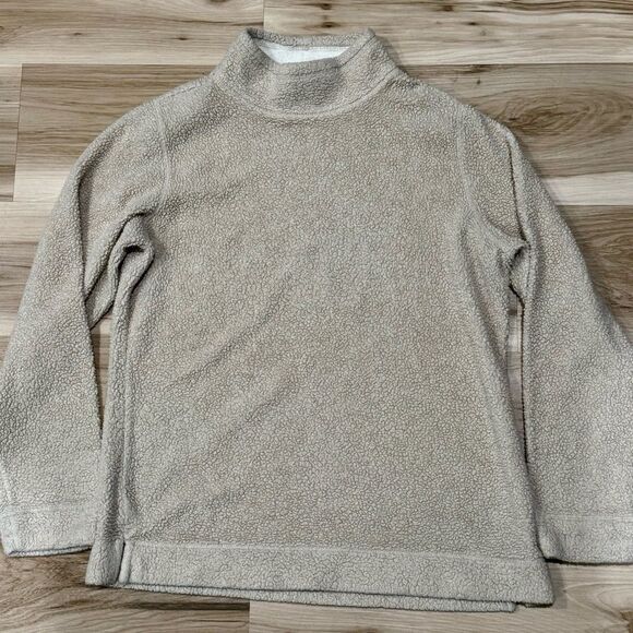 LL Bean Cozy Tan Fleece Pullover Fuzzy Women’s Small - Picture 1 of 3